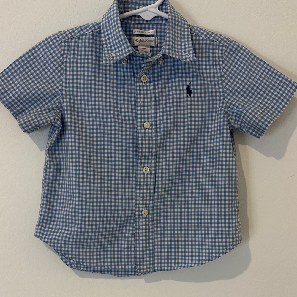 Ralph Lauren Kids Blue Gingham Shirt 18m Boys